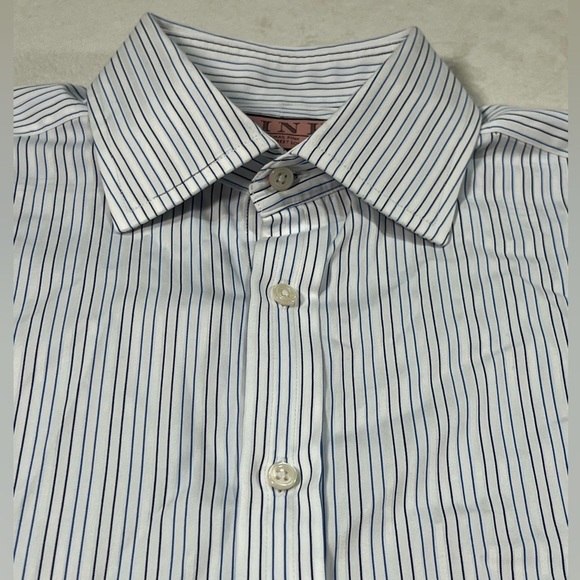 Thomas Pink 15.5-36 Savile Row French Cuff Navy Stripe Spread Collar Shirt EUC - Picture 9 of 12
